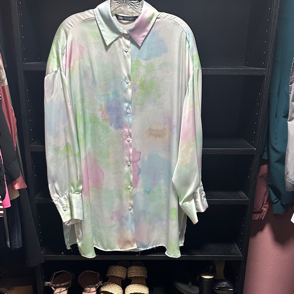 Zara Multicolor Pastel Oversized Shirt